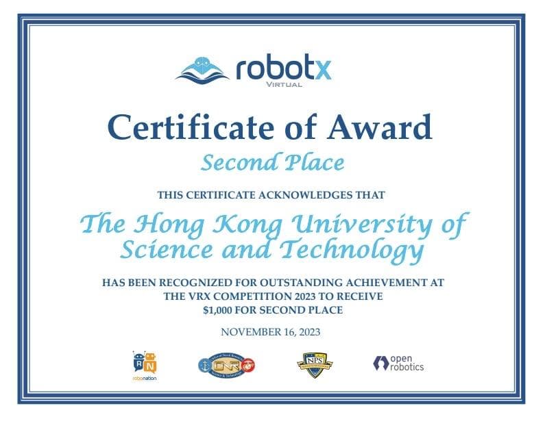 VRX 虛擬機械人大賽 亞軍